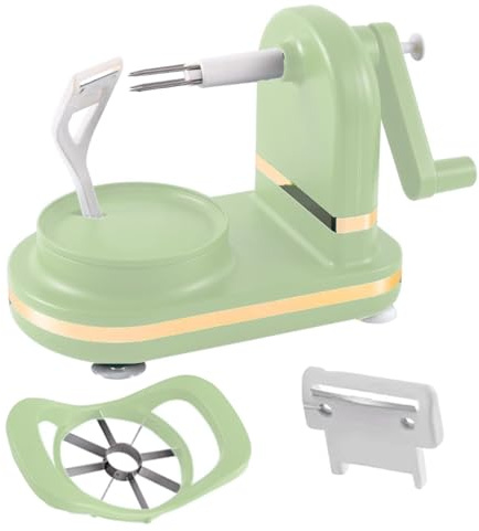 Apple Peeler and Corer for Apple Pear Citrus Manual Rotating Kitchen Gadget Includes 1 Bla des Replacements and 1 Apple Corer/Slicer (Green)