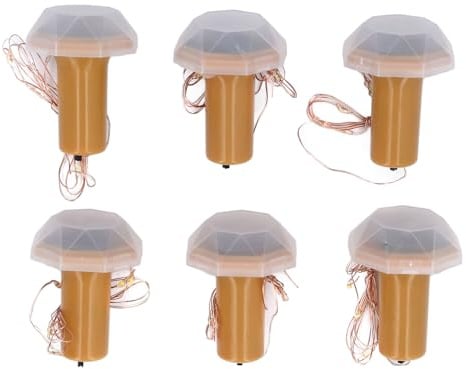 Segrehy Solar-Flaschen-Lichterkette, dekorative LED-Weinflaschen-Lichterkette mit Korken für Weihnachten, Party, Hochzeit, Zuhause, 6 Stück, 2,49 Fuß weicher Kunststoff-Kupferdraht