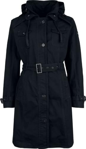 Black Premium by EMP Damen schwarzer Mantel mit Kapuze