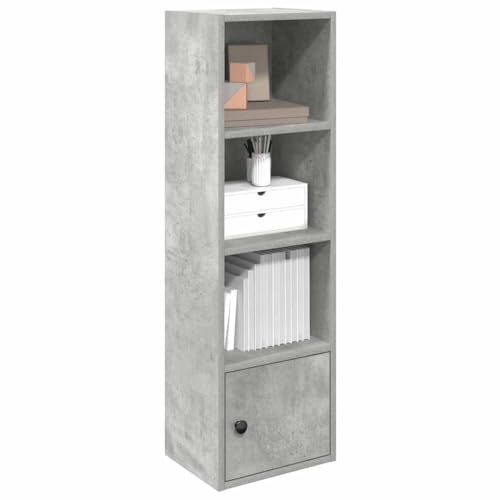 Yisssmeng Bücherregal Betongrau 31x24x102 cm aus robustem Holzwerkstoff Modernes Standregal mit flexiblem Türanschlag Platzsparendes Regalsystem für Wohnzimmer Flur Büro oder Schlafzimmer