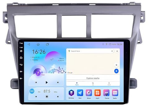 9 Pulgadas Doble DIN Android 15 Radio de Coche para Toyota Vlos Yaris 2007-2012 con CarPlay Cámara de Respaldo Controles del Volante GPS Navi Enlace al Espejo(A2 2G+32G)