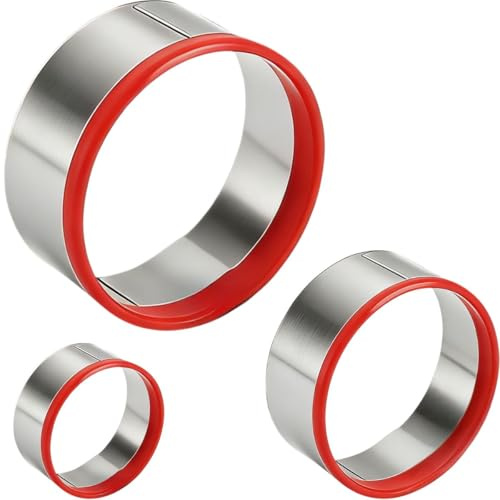 Runde Ausstechformen, 3 Stück Edelstahl mit Silikonrand