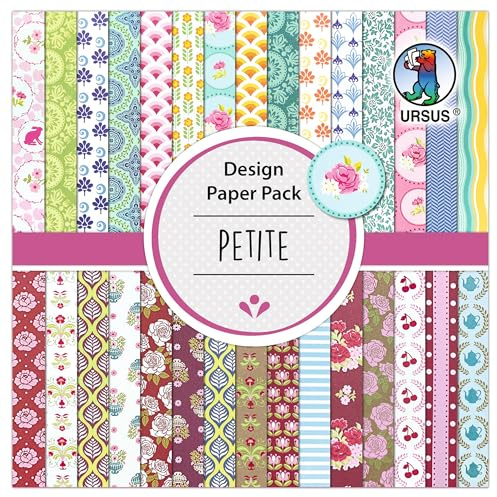 Ursus 4108 00 01 - Design Paper Pack Petite, 30 Blatt, 15 x 15 cm, 190 g/m² Design-Papier in verschiedenen Motiven, beidseitig bedruckt, Bastelpapier für DIY & Deko