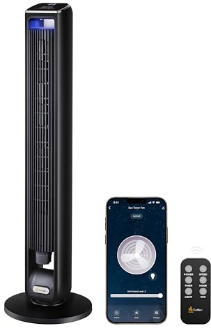 EcoNour 42-Inch Smart Tower Fan, Oscillating Fan with WiFi/Alexa/Remote | 75° Oscillating Fan | 12 Speeds, 3 Modes, 15H Auto Timer | LED Touch Display, Bladeless Design Fans for Bedroom & Office