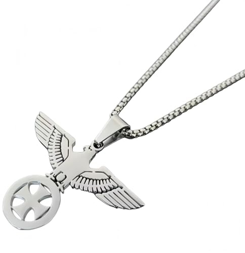 Generisch Vaterlandliebe Reichsadler Kette mit Eisernes Kreuz, Silberne Statement Halskette für Herren und Damen, Angenehm zu Tragen