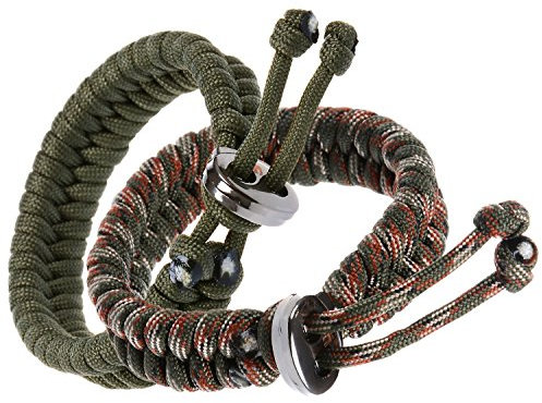 THE FRIENDLY SWEDE 2 Bracciali dell'amicizia in Paracord con Chiusura in Metallo e Misura Regolabile (Verde + Verde Militare)