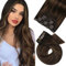 Moresoo Clip in Extensions Echthaar, Salon Qualität Weiches Glattes Haar 35 cm 5 Stück 80g Extensions Clip in #2/6/2 Braun bis Dunkelbraun mit Kastanienbraun, Leicht zu Tragen Solide und Langlebig