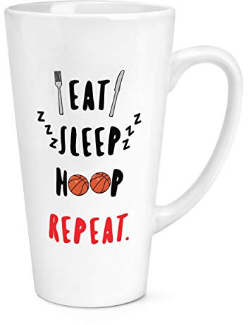 Eat Sleep Hoop Repeat Basketball 17oz Large Latte Mug Cup