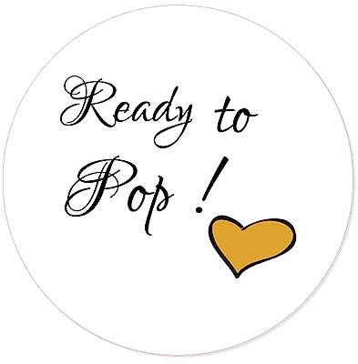 100 Gelb Liebe-Herz Popcorn Aufkleber - Babyshower 'Ready to POP!' Stickers -4 cm Runde Schwangerschaft Party Geschenkaufkleber Etiketten About to Pop für Popkorn Tüten,Babyparty Gastgeschenk -UNI 184
