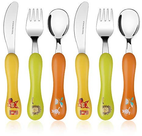 Lehoo Castle Baby Spoons, Kids Forks with 2 Knives, 2 Forks and 2 Spoons, Baby Cutlery, Gifts for Kids