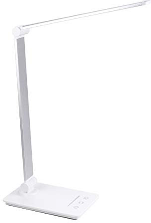 Uonlytech 1pc Eye Desk Lamp Rechargeable Touch Control Led Light Brightness Modes Flexible and Design for Home Office Bedroom and Reading Silver