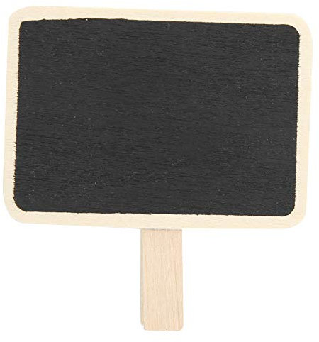 Lot de 50 mini pinces pour tableau noir avec inscription en bois - Pour plantes, notes de mémo, prise d'étiquettes alimentaires (forme de tableau)