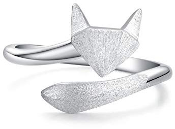 Ring Verstellbar Silber Fuchs Ringe Damen 925 Sterling Echt Silber Fox Finger Verstellbar Geschenk Damen Schmuck Frauen