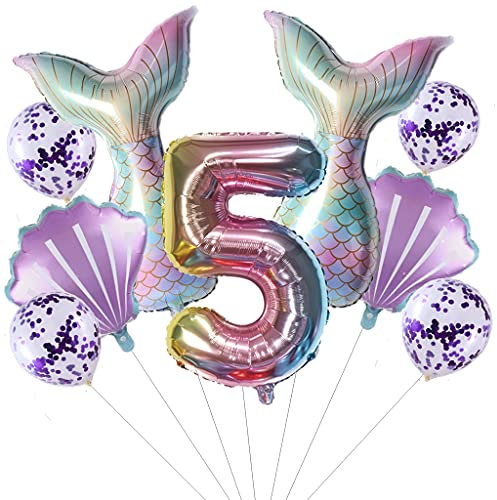 Großes Meerjungfrau Luftballons 5 Jahre geburtstag Deko Mädchen Set 5 Jahre Kindergeburtstag Deko Meerjungfrau Folienballon 5 Geburtstag dekoration Mädchen ballons 5. Geburtstag(5)