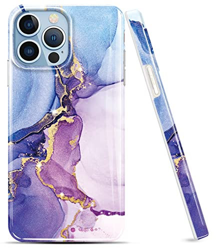 luolnh Gold Glitter Sparkle Case Compatible with iPhone 13 Pro Max Case Marble Design Shockproof Silicone Bumper Cover Phone Case(Blue/Pink/Purple)