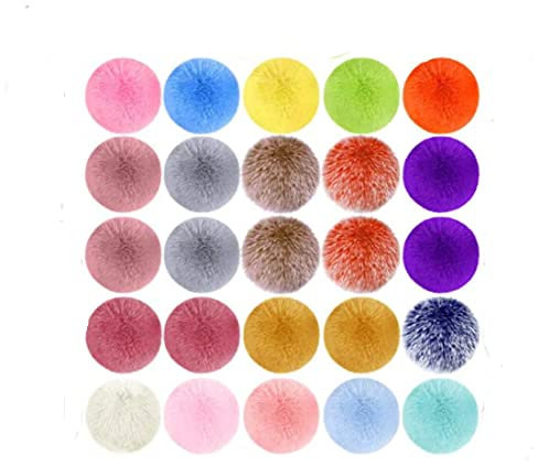 NC 10Pcs Flauschige Pom Pom Balls Kunstfell Pom Pom mit elastischer Schlaufe Kunstpelz Pompom Ball Flauschige Pompom Balls für Hüte Schlüsselanhänger Schuhe Schals Taschen Zubehör