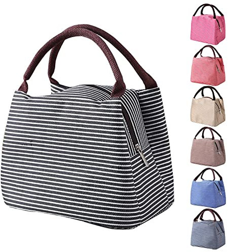 Nanxson Lunchtasche Isolierte Lunchbox Auslaufsichere Tragetasche Wiederverwendbare Kühltasche für Kinder Damen Herren Büro Arbeit Schule Picknick (5.5L,Schwarz)