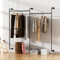 unho Industrial Pipe Clothes Rail: Wall Mounted Clothing Hanging Rack Heavy Duty Garment Rack for Walk-in Wardrobe in Home Office Shop Black