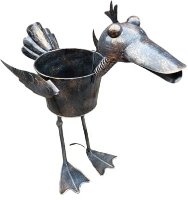 Metal Duck Plant Pot Bird Sculpture Planter Container Patio Lawn Decoration Animal Ornament Flower Pots houseplants Figure indoor Home Outdoor Garden Window herb flower box (Duck Brown Pot)