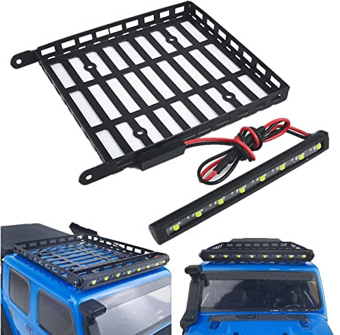 Runup RC Dachgepäckträger aus Metall mit Scheinwerfer für 1/24 RC Crawler Car Axial SCX24 AXI00005 Gladiator Upgrade Zubehör