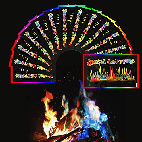 BARVERE 12 Stück Feuerzauber Pulver, Magic Fire, Feuerfarben Pulver für Buntes Feuer, Magical Flames für Outdoor-Events, Halloween und Weihnachten, Feuerstellen, Kamine