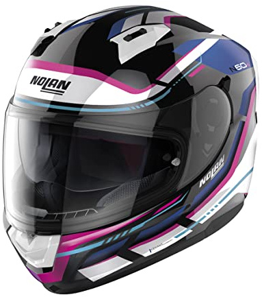 Nolan N60-6 Lancer Integralhelm (schwarz/weiß/pink/blau), S (55)