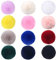 12 Stück Flauschige Pompon Bälle, Kunstfell Bommel, Kaninchenfell Fellbommel für Mützen, Schuhe, Schals, Taschen, Schlüsselanhänger - 12 Farben