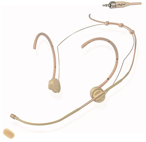 MPE - Microfono ad archetto Per Sennheiser Jack 3,5mm STEREO color carne pelle rosa beige professionale a condensatore omnidirezionale ricambio per radiomicrofoni mod: HD20CS (Carne/Pelle)