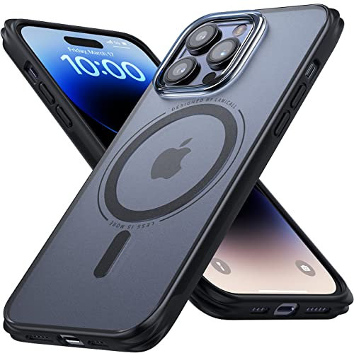 Lamicall iPhone 14 Pro Magnetische Hülle für Magsafe - [Upgrade Airbag Schutz] Extrem Dünn Handyhülle, Militärschutz Stoßfest Schutzhülle, Transluzent Mattiert Case für iPhone 14 Pro 6.1 Zoll