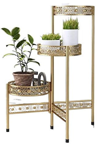 Blumenregal Blumenständer Pflanzenregal Blumenständer Aus Eisen, Faltbar, Moderner Blumentopfständer, Boden, Blumenständer, Heimdekoration Blumentreppe Pflanzenständer Blumenbank ( Blue : Gold , Size