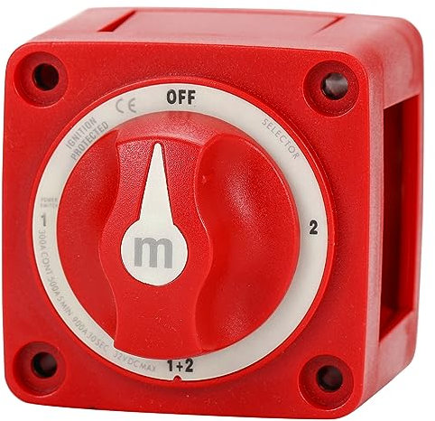 Greluma 1 Pieza Interruptor selector de batería,interruptor de desconexión de batería marina de 300A,interruptor selector de batería de 4 posiciones resistente para barco RV