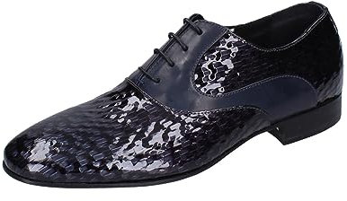EVEET Scarpe Classiche Uomo Pelle Verniciata Blu 42 EU