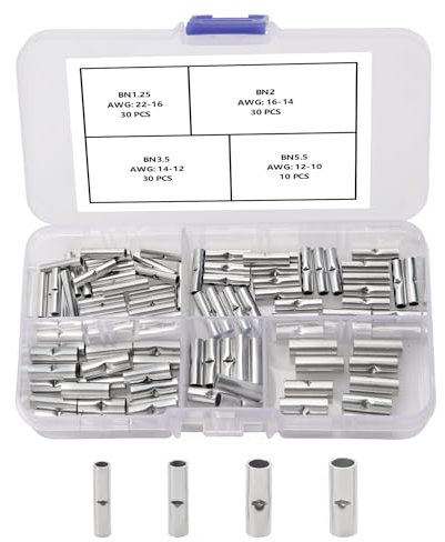 YIXISI 100 Pezzi 4 Tipi Capicorda Elettrici Testa Non Isolati, Terminali a Crimpare per Conduttori Senza Filo Non Isolati, Wire Ferrule Cavo Elettrico Crimpare Terminale, per Giunzioni Elettriche