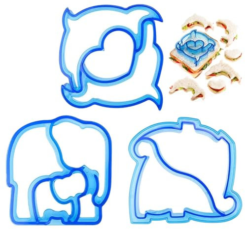 Sandwich Cutter,3 Pièces Découpeur de Pain et de Biscuits,Coupe-Sandwich,Coupe-sandwich Pour Enfants,Convient Pour le Pain,les Biscuits,les Boîtes à Lunch(Bleu)