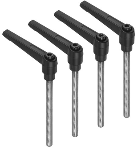 QUARKZMAN 4 Stück Klemmhebel Griff M8 x 80mm Außengewinde Schraube Edelstahl 304 mit Zinklegierung Verstellbare Handgriff Spannhebel für Werkzeugmaschinen Schweißgeräte Druckgeräte, Schwarz