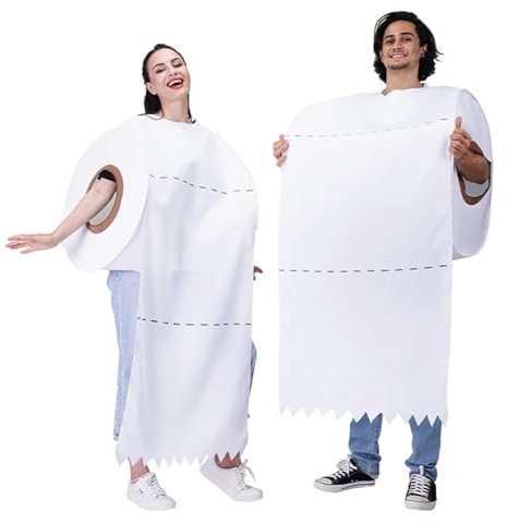 MOLUCI Paar Parodie Kostüm Zum Spielen Von Toilettenpapierrollen Geeignet Für Party Weihnachten Geburtstag Geschenk Lustiges Kostüm,Weiß,L