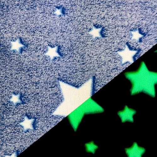 Glow in the Dark/Leuchtet im Dunkeln Wellnessvlies-Meterware-50cm Schritte Vlies Alpenfleece (Design G)