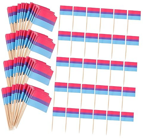 TOPBATHY 200 Piezas Palillos banderillas Fiesta Gay Orgullo Mini del Arco Iris palillo decoración selecciones degustación Pasteles servilleta