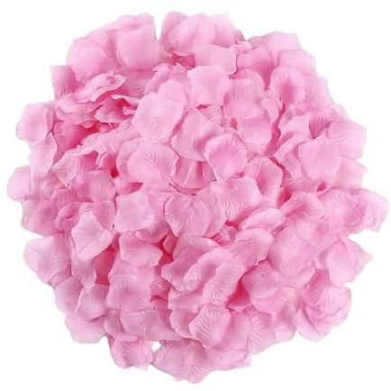 DHSBGWSX Lot de 1200 pétales de rose artificiels - Accessoires de photographie - Décoration romantique - Convient pour les mariages, les anniversaires, la Saint-Valentin (rose)