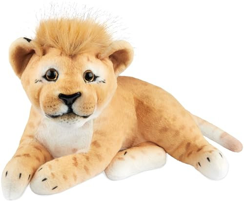 BRUBAKER Löwe Kuscheltier - 30 cm Stofftier - Baby Plüschtier Raubkatze Liegend - Kinder Plüsch Spielzeug - Braun