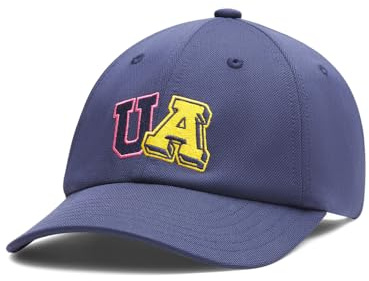Under Armour Bambina Blitzing Adjustable, Cappello con Visiera Curva per un'efficace Protezione Solare, Cappellino Sportivo Traspirante con Chiusura Regolabile,Washed Navy/Washed Navy,OSFM
