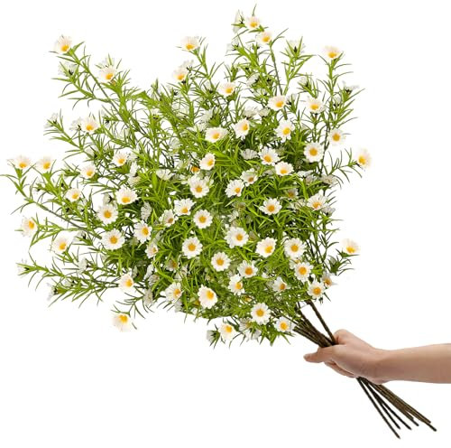 SNAIL GARDEN Margeriten Kunstblumen 6 Sträuße - 32 Blüten pro Strauß, Realistische Künstliche Gänseblümchen mit Abnehmbaren Stielen für DIY Deko, Hochzeit, Vasen (68cm, Frischer Look)