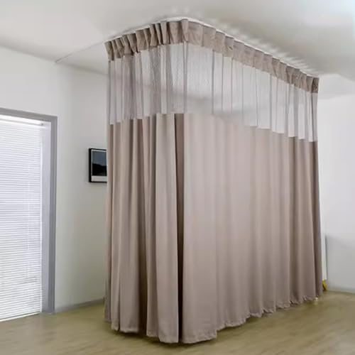 RIQHTIK Medizinischer Vorhang mit flachen Haken, Raumteilervorhänge, Sichtschutz für Arbeitskabinen, für Krankenhaus, medizinische Klinik, Spa, 1 Panel,Grau,14.7W×8.8L ft