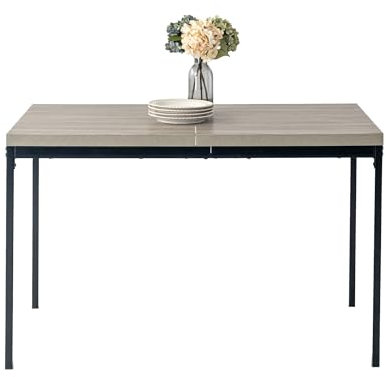 FurnitureR Esstisch, Küchentisch in grauem Holzmuster, rechteckiger Tisch mit verstellbaren Füßen für Esszimmer Wohnzimmer, 120x70x75cm, grau