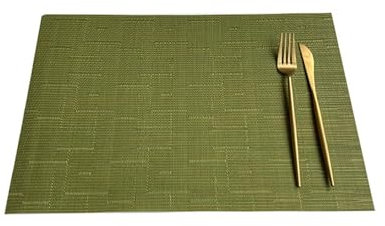 Ayoiow Platzset Rechteckig Edel Tischsets 2Er Set Platzdeckchen Abwaschbar Grün Tischset 30x45CM