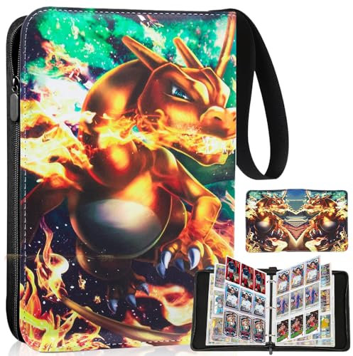 Abiemuce Sammelalbum für Pokemon Karten, Sammelalbum für Pokemon, Sammelkarten Album mit Reißverschluss und Griffschlaufe, Tragbar Wasserdicht Sammelalbum Karten, FußballSammelalbum (KL-900)