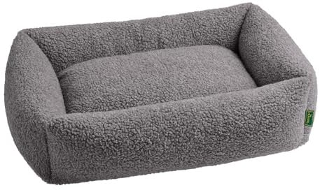 HUNTER Hundesofa KUMARA, Farbe: grau, kuschelig weicher Teddyplüsch, Rutschhemmende Unterseite, wendbares Innenkissen, trendig, großzügige Füllung, Bezug maschinenwaschbar, Größe: 60 x 40 cm