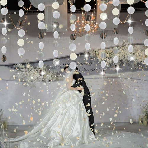 Hexizexi 6 Stück 4m Runde Papier Girlande 78Ft Kreis Banner Girlanden Deko | Hängende Silber Runde Garland für Hochzeit Party Dekoration Girlande Geburtstag Mardi Gras Weihnachten