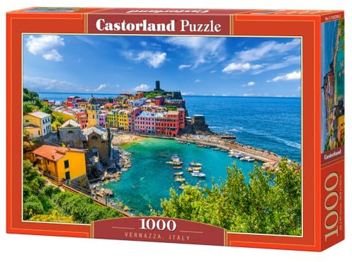 CASTORLAND Puzzle mit 1000 Teilen, Vernazza, Cinque Terre, Italien, Mittelmeerküste, Fischerboote, Puzzle für Erwachsene, C-105298-2