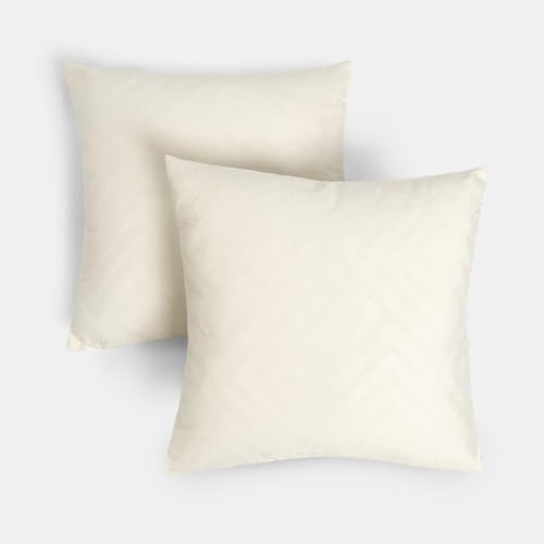 OHS 2 Pack Cushion Covers 45 x 45 Matte Velvet Cut Out Super Soft Decorative Square Throw Pillow Covers with Invisible Zipper for Sofa Couch Living Bedroom, Cream